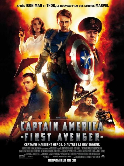 Captain America : First Avenger. 1 Affiche Poster de Captain America : First Avenger avec Chris Evans Hayley Atwell et Sebastian Stan 2011