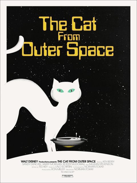 Affiche Poster chat vient espace cat outer space disney