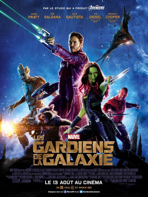 Les Gardiens de la Galaxie. 1 Affiche Poster de Les Gardiens de la Galaxie avec Chris Pratt et Zoe Saldana 2014