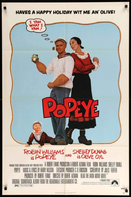 Affiche Poster de Popeye avec Robin Williams et Shelley Duvall 1980
