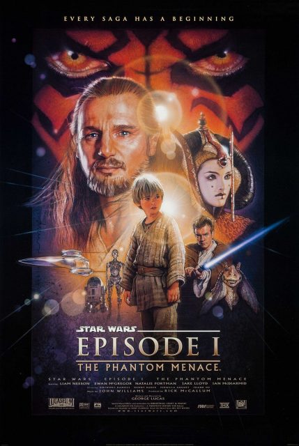 Star Wars : Episode I - La menace fantôme - Photos et affiches. 6 Affiche Poster de Star Wars La menace fantôme Phantom avec Liam Neeson Ewan McGregor et Nathalie Portman 1999