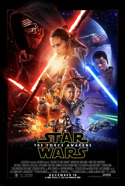 Affiche Poster de Star Wars Le réveil de la force Awakens dans Daisy Ridley Adam Driver et Oscar Isaac 2015