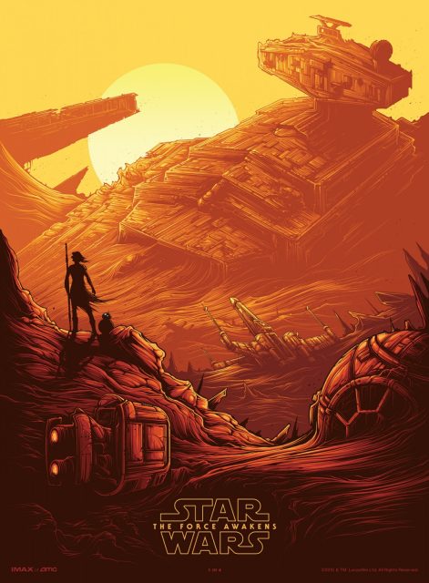 Affiche Poster de Star Wars Le réveil de la force Awakens dans Daisy Ridley Adam Driver et Oscar Isaac 2015