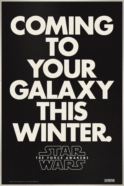 Affiche Poster de Star Wars Le réveil de la force Awakens dans Daisy Ridley Adam Driver et Oscar Isaac 2015