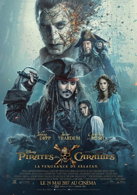 Pirates des Caraïbes : la vengeance de Salazar. 1 Affiche Poster de Pirates des Caraïbes : la vengeance de Salazar avec Johnny Depp Javier Bardem et Geoffrey Rush 2017