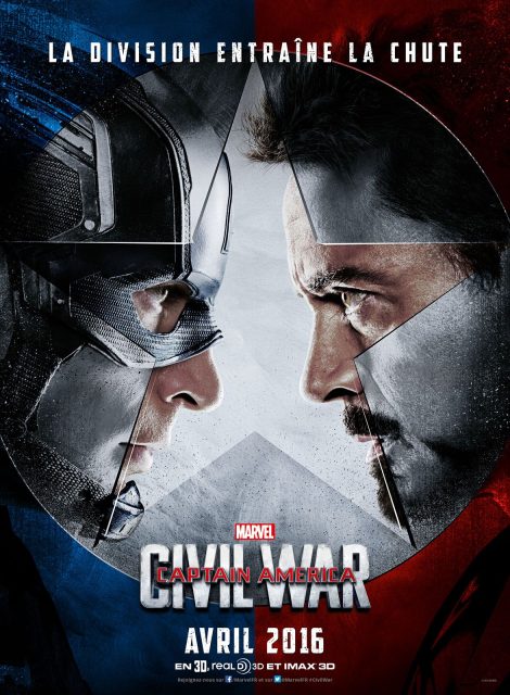 Captain America : Civil War - Photos et affiches. 2 Affiche Poster Captain America Civil War Disney Marvel