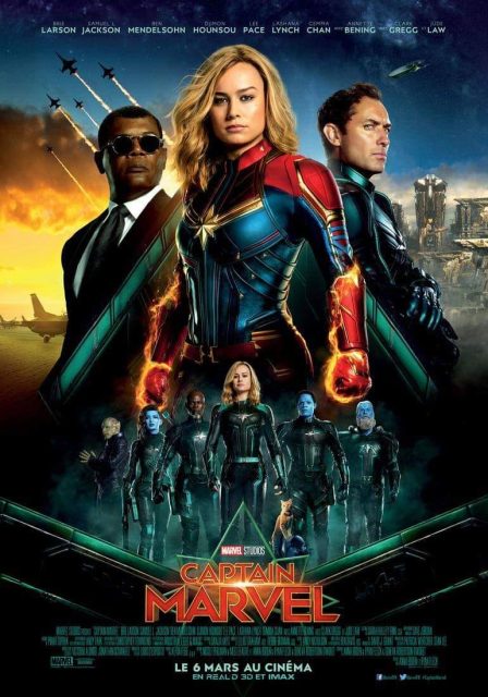 Captain Marvel. 1 Affiche Poster de Captain Marvel avec Brie Larson et Samuel L. Jackson 2019