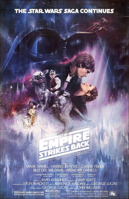 Affiche Poster de Star Wars L’empire contre-attaque Strikes Back avec Mark Hamill Harrison Ford et Carrie Fisher 1980