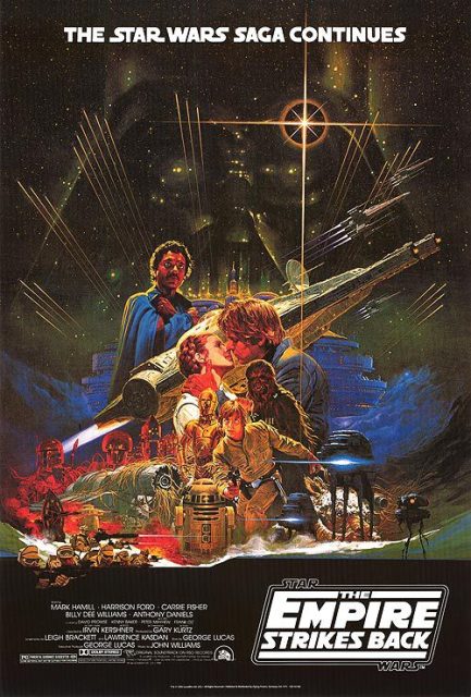 Affiche Poster de Star Wars L’empire contre-attaque Strikes Back avec Mark Hamill Harrison Ford et Carrie Fisher 1980