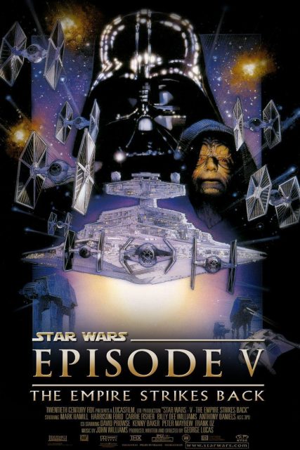 Affiche Poster de Star Wars L’empire contre-attaque Strikes Back avec Mark Hamill Harrison Ford et Carrie Fisher 1980