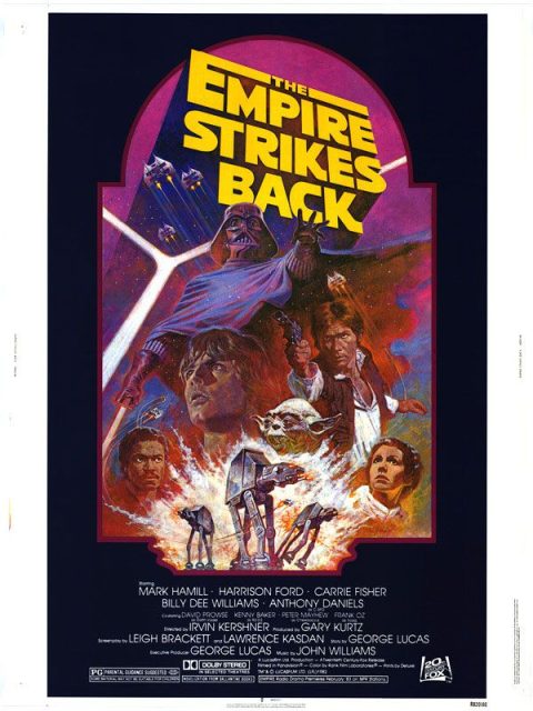 Affiche Poster de Star Wars L’empire contre-attaque Strikes Back avec Mark Hamill Harrison Ford et Carrie Fisher 1980