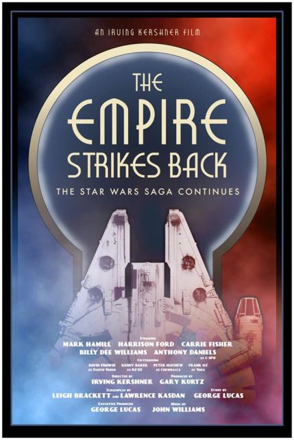 Affiche Poster de Star Wars L’empire contre-attaque Strikes Back avec Mark Hamill Harrison Ford et Carrie Fisher 1980