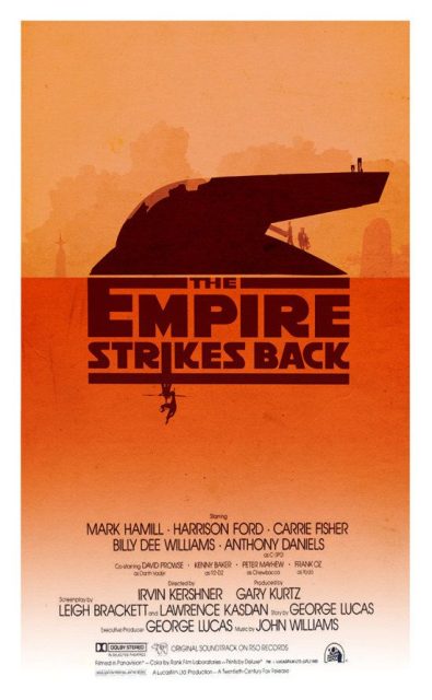 Affiche Poster de Star Wars L’empire contre-attaque Strikes Back avec Mark Hamill Harrison Ford et Carrie Fisher 1980