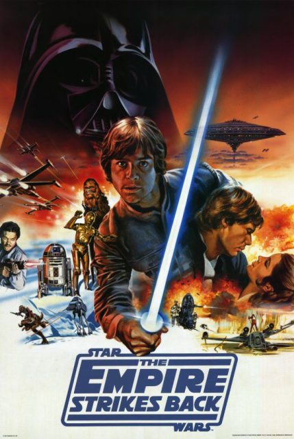 Affiche Poster de Star Wars L’empire contre-attaque Strikes Back avec Mark Hamill Harrison Ford et Carrie Fisher 1980