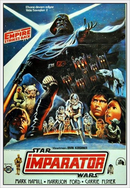 Affiche Poster de Star Wars L’empire contre-attaque Strikes Back avec Mark Hamill Harrison Ford et Carrie Fisher 1980