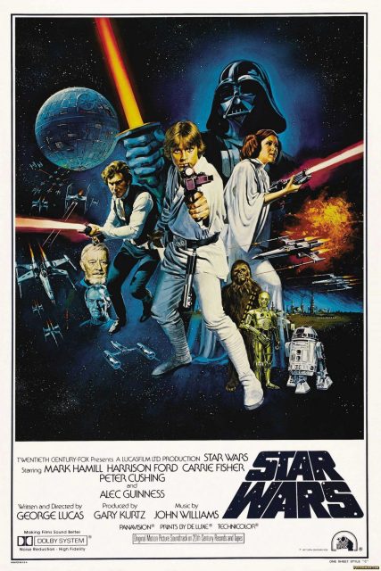 Affiche Poster de Star Wars Un nouvel espoir New hope avec Mark Hamill Harrison Ford et Carrie Fisher 1977