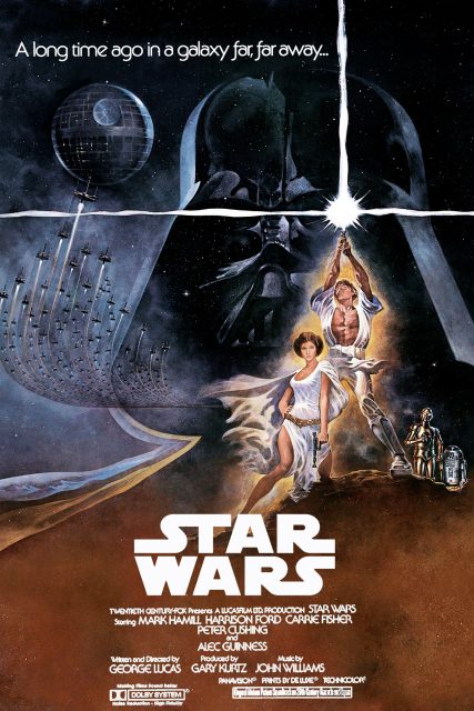 Affiche Poster de Star Wars Un nouvel espoir New hope avec Mark Hamill Harrison Ford et Carrie Fisher 1977