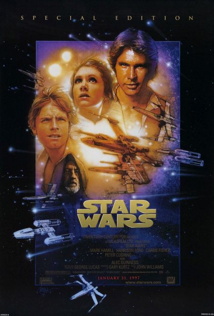 Affiche Poster de Star Wars Un nouvel espoir New hope avec Mark Hamill Harrison Ford et Carrie Fisher 1977