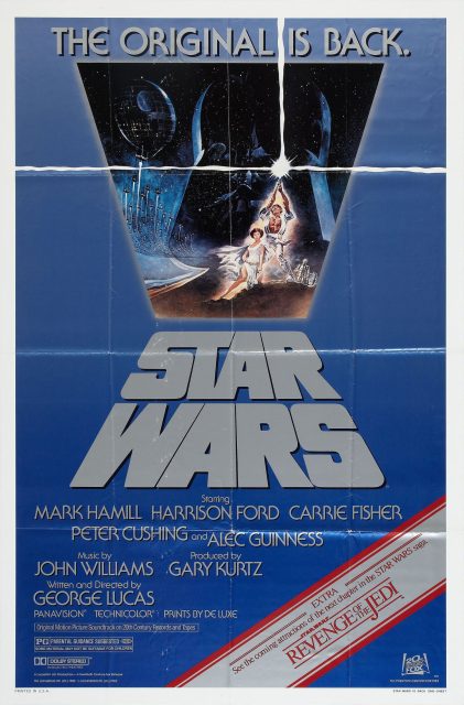 Affiche Poster de Star Wars Un nouvel espoir New hope avec Mark Hamill Harrison Ford et Carrie Fisher 1977