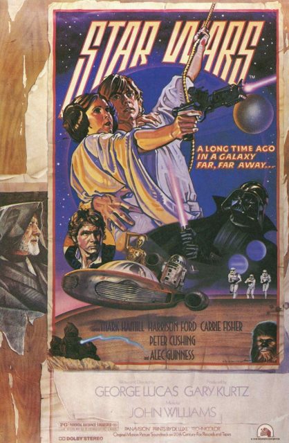 Affiche Poster de Star Wars Un nouvel espoir New hope avec Mark Hamill Harrison Ford et Carrie Fisher 1977