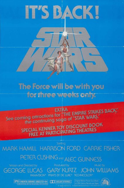 Affiche Poster de Star Wars Un nouvel espoir New hope avec Mark Hamill Harrison Ford et Carrie Fisher 1977