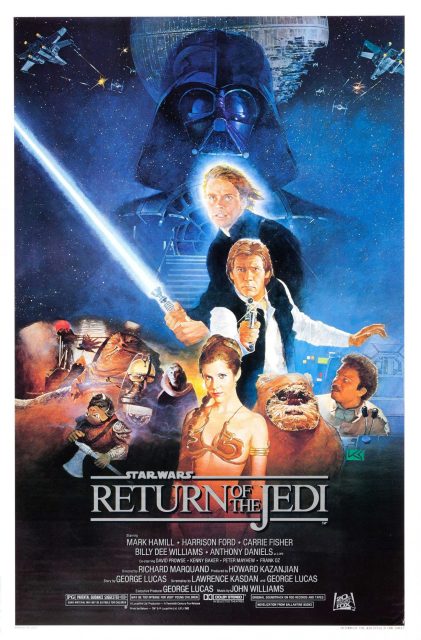 Affiche Poster de Star Wars Le retour du Jedi Return avec Mark Hamill Harrison Ford et Carrie Fisher 1983