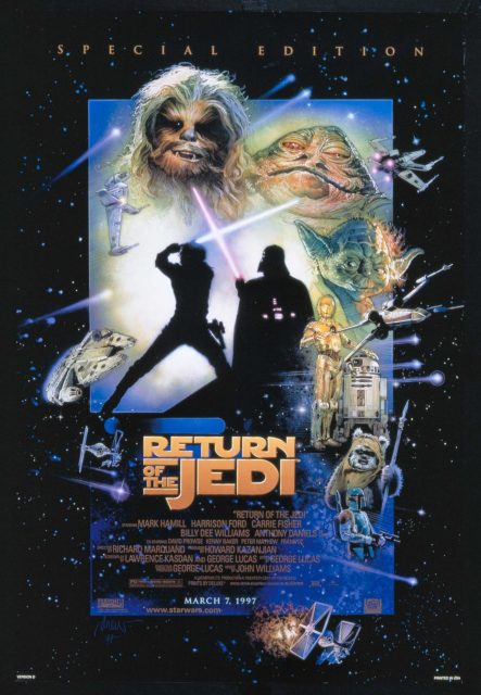 Affiche Poster de Star Wars Le retour du Jedi Return avec Mark Hamill Harrison Ford et Carrie Fisher 1983