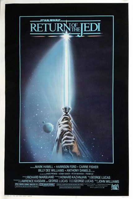 Affiche Poster de Star Wars Le retour du Jedi Return avec Mark Hamill Harrison Ford et Carrie Fisher 1983