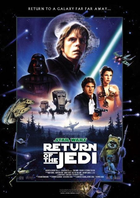 Affiche Poster de Star Wars Le retour du Jedi Return avec Mark Hamill Harrison Ford et Carrie Fisher 1983