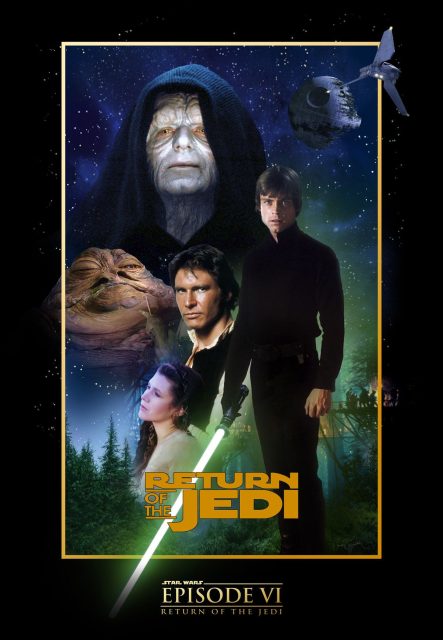 Affiche Poster de Star Wars Le retour du Jedi Return avec Mark Hamill Harrison Ford et Carrie Fisher 1983