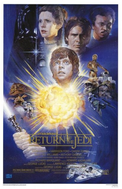Affiche Poster de Star Wars Le retour du Jedi Return avec Mark Hamill Harrison Ford et Carrie Fisher 1983