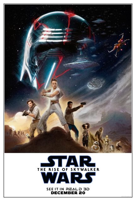 Affiche Poster de Star Wars L'ascension de Skywalker Rise avec Daisy Ridley Adam Driver et Oscar Isaac 2019