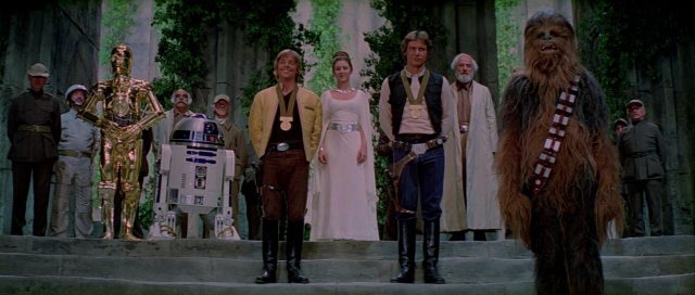 Mark Hamill Harrison Ford et Carrie Fisher dans Star Wars Un nouvel espoir New hope 1977