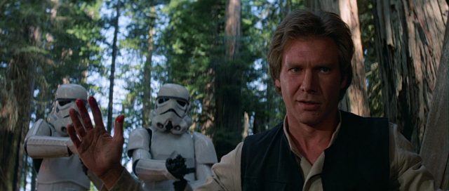 Mark Hamill Harrison Ford et Carrie Fisher dans Star Wars Le retour du Jedi Return 1983