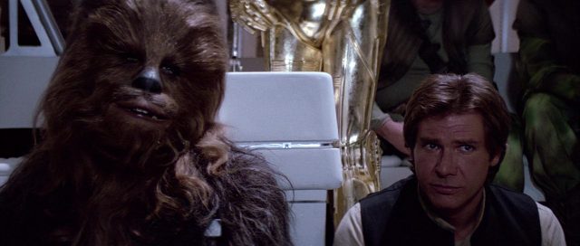 Mark Hamill Harrison Ford et Carrie Fisher dans Star Wars Le retour du Jedi Return 1983