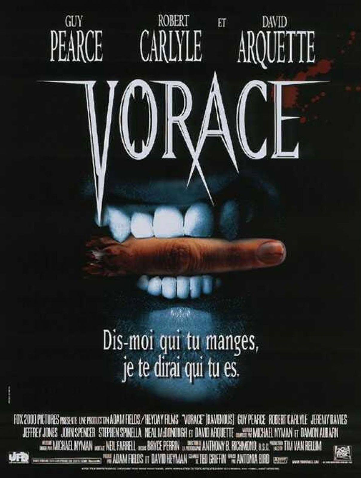 Vorace - Photos et affiches. 1 Affiche Poster de Vorace Ravenous avec Guy Pearce et Robert Carlyle 1999