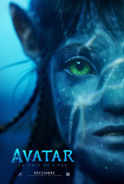 Affiche Poster de Avatar la voie de l'eau avec Sam Worthington Sigourney Weaver et Zoe Saldana 2022