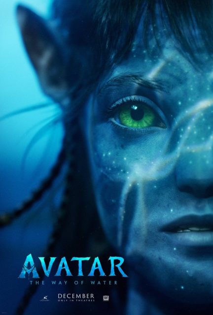 Affiche Poster de Avatar la voie de l'eau avec Sam Worthington Sigourney Weaver et Zoe Saldana 2022