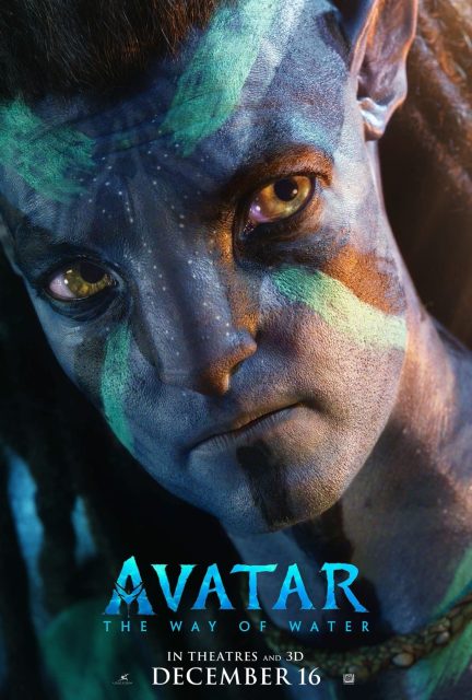 Affiche Poster de Avatar la voie de l'eau avec Sam Worthington Sigourney Weaver et Zoe Saldana 2022