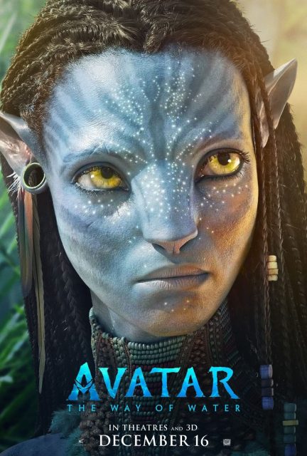 Affiche Poster de Avatar la voie de l'eau avec Sam Worthington Sigourney Weaver et Zoe Saldana 2022