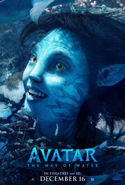 Affiche Poster de Avatar la voie de l'eau avec Sam Worthington Sigourney Weaver et Zoe Saldana 2022
