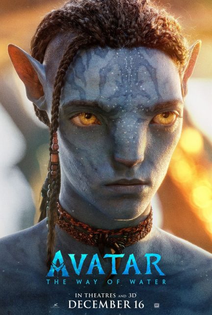Affiche Poster de Avatar la voie de l'eau avec Sam Worthington Sigourney Weaver et Zoe Saldana 2022