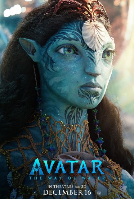 Affiche Poster de Avatar la voie de l'eau avec Sam Worthington Sigourney Weaver et Zoe Saldana 2022
