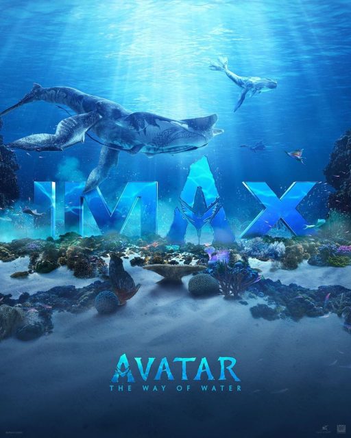 Affiche Poster de Avatar la voie de l'eau avec Sam Worthington Sigourney Weaver et Zoe Saldana 2022