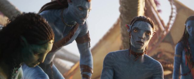 Sam Worthington Sigourney Weaver et Zoe Saldana dans Avatar la voie de l'eau 2022