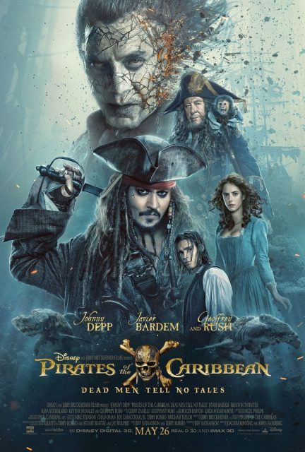 Pirates des Caraïbes : la vengeance de Salazar - Photos et affiches. 2 Affiche Poster de Pirates des Caraïbes : la vengeance de Salazar avec Johnny Depp Javier Bardem et Geoffrey Rush 2017