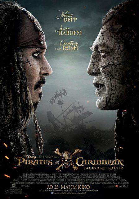 Pirates des Caraïbes : la vengeance de Salazar - Photos et affiches. 4 Affiche Poster de Pirates des Caraïbes : la vengeance de Salazar avec Johnny Depp Javier Bardem et Geoffrey Rush 2017