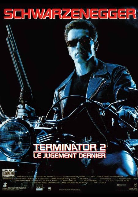 Terminator 2 : le jugement dernier. 1 Affiche Poster de Terminator 2 : le jugement dernier avec Arnold Schwarzenegger et Linda Hamilton 1991