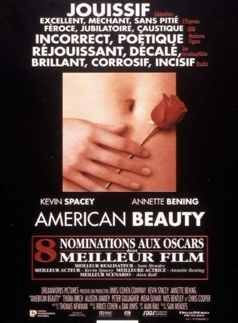 Affiche Poster de American Beauty avec Kevin Spacey et Annette Bening 1999