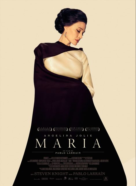 Maria (2025) - Streaming. 1 Affiche Poster de Maria avec Angelina Jolie 2024